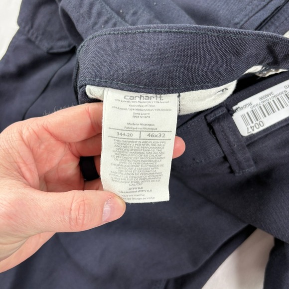 Carhartt FR Cargo Pants Mens 46x32 Blue Flame Resistant Workwear Outdoor - Picture 4 of 12